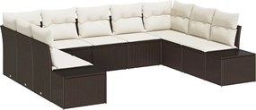 vidaXL Kerti Kanapé Szett párnával 9 pcs Barna és Krém Polyrattan