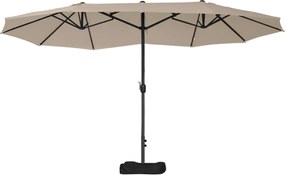 Outsunny Kerti Napernyő 4,6L x 2,7W x 2,4H m, Ráncigálós Nyitás-Zárás, Homokzsák és Állvány Tartozék, Erkélyre, Medencéhez, Khaki | Aosom