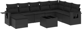 vidaXL 9 részes fekete polyrattan kerti ülőgarnitúra párnákkal