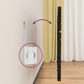 fekete tömör fenyőfa fali fejtámla 106 x 3 x 63 cm