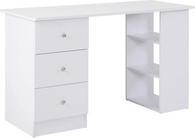 HOMCOM Multimédiás Íróasztal Több Tárolóhellyel - 3 Fiók, 2 Polc, 120L x 49W x 72H cm, Fehér | Aosom