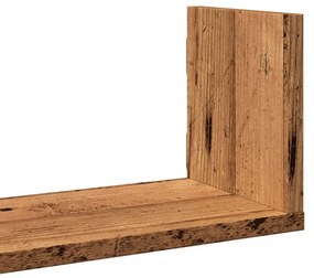 3 db antik fa színű szerelt fa fali polc 58 x 18 x 18 cm