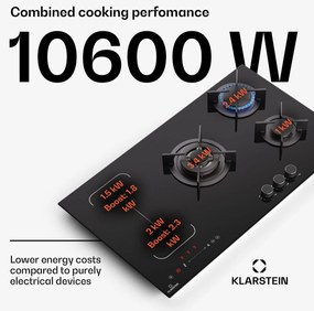 Klarstein MultiChef 5 Wok, indukciós és gáz tűzhely, 5 főzőzóna, 3 gázégő, 2 indukciós főzőlap, FlexZone