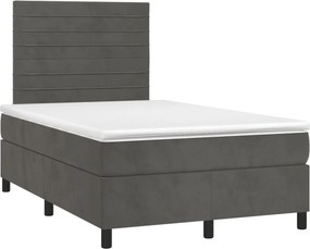 vidaXL sötétszürke bársony rugós ágy matraccal 120x190 cm