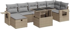 vidaXL 8 részes bézs polyrattan kerti ülőgarnitúra párnával