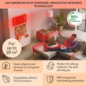 Klarstein La Palma 1000 smart, infravörös hősugárzó 2 az 1-ben, 120 x 60 cm, 1000 W, tükör elülső rész