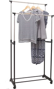 Kétsoros mozgatható akasztó polccal, fekete/ezüst, SVAN