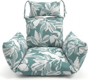 Szürke függőszék KOKON állvánnyal, zöld-fehér párna