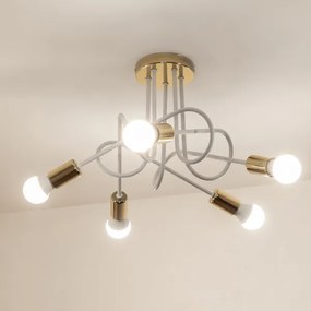 Felületre szerelhető OXFORD csillár 5xE27/15W/230V, arany/fehér