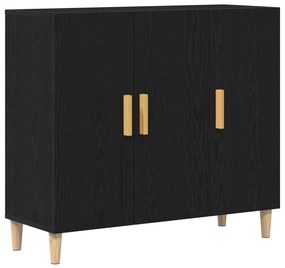 Oldalbord Fekete tölgy 90x34x80 cm Műgyanta fa