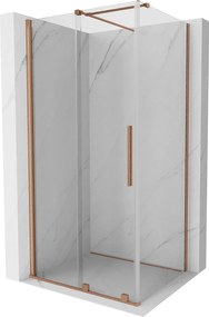 Mexen Velar, tolóajtós zuhanykabin 90 (ajtó) x 85 (fal) cm, 8mm átlátszó üveg, rézmatt, 871-090-085-01-65