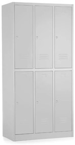 Fém szekrény - 6 doboz, 90 x 45 x 185 cm, hengerzár, szürke - ral 7035