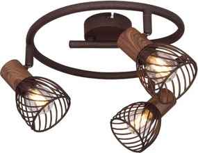 Globo 54817-3 Spot fém rozsdabarna sötét fa megjelenésű betéttel. Ø:280, H:160, exkl. 3xE14 40W 230V