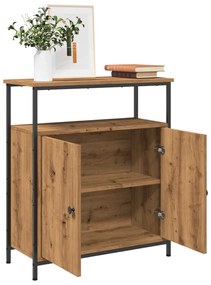 kézműves tölgy színű szerelt fa tálalószekrény 70 x 30 x 80 cm