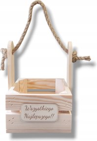 Fa kaspó natúr rusztikus virágtartó alap gravírozással18x18x25 cm