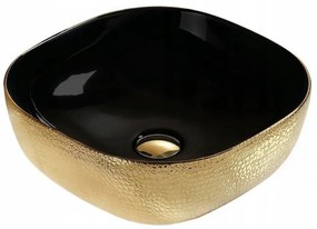 Mexen Black &amp; Gold pultra építhető kerámia mosdó - 42 x 42 cm - fekete / arany (21074177)