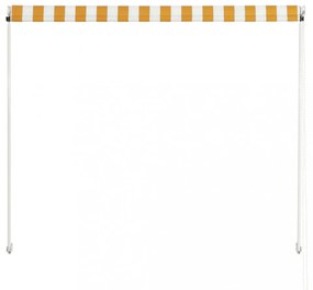 feltekerhető sárga és fehér napellenző 150 x 150 cm