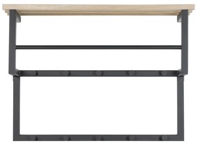 Fekete-natúr színű fém fali fogas polccal Rizzoli – Spinder Design