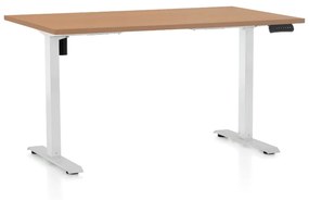 OfficeTech B állítható magasságú asztal, 140 x 80 cm, fehér alap, bükkfa