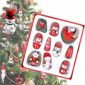 Fa karácsonyfadísz gömbök, karácsonyi díszek, karácsonyfára, 10 db