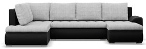 Tokio U sarokkanapé, 3 ágyneműtartóval, fonott + műbőr, baloldali, szürke - fekete