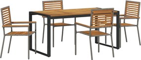 vidaXL Kert étkező szett 5 pcs Szürke és Barna polirattan