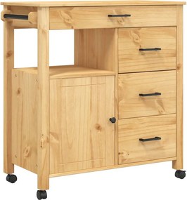 vidaXL MONZA tömör fenyőfa konyhai kocsi 84 x 40 x 88,5 cm