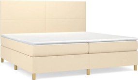 vidaXL krémszínű szövet rugós ágy matraccal 200 x 200 cm