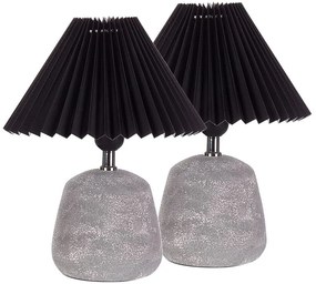 Fekete kerámia asztali lámpa kétdarabos szettben 32 cm ZEYI Beliani