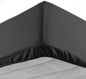 Fekete gumis pamut lepedő 180x200 cm Lina – douceur d'intérieur