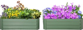 Outsunny Magaságyás Szett, 2-Piece Kertágy, Virágtartó Doboz, Növénytartó, Virágcserép Kerthez, Teraszhoz, Horganyzott Acél, Zöld, 100 x 100 x 30 cm |