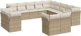 vidaXL 13 részes bézs polyrattan kerti ülőgarnitúra párnákkal