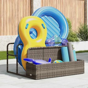 szürke polyrattan medence melletti úszótároló 110x100x57 cm