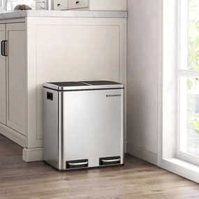 Szelektív szemeteskuka 2x15L, ezüst