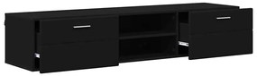 TV szekrény fiókkal polcokkal Fekete 150 x 39 x 30 cm Faanyag