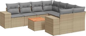 vidaXL 9 részes bézs polyrattan kerti ülőgarnitúra párnákkal