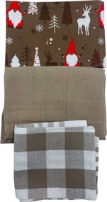 Konyharuhák karácsonyi Christmas barna 45x70cm 3 db TiaHome