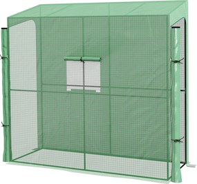 Outsunny Film Üvegház, Üvegház Két Ajtóval, Szélálló Paradicsomház Oldalsó Ablakkal, UV Védelem a Kerthez, PE, Zöld, 200 x 80 x 200 cm | Aosom