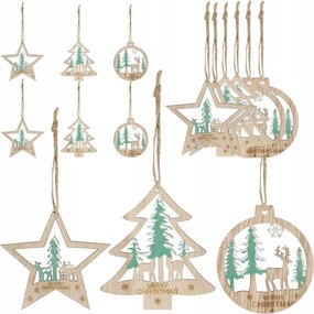 Fából Készült Medálok Karácsonyfa Bombák 7cm 6db Karácsonyfa Dekoráció