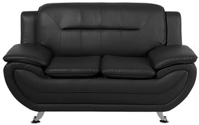 Elegáns kétszemélyes műbőr kanapé fekete színben LEIRA Beliani