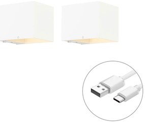 2 darabos szett fehér újratölthető fali lámpa fényerőszabályzóval - Joris