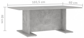 betonszürke szerelt fa dohányzóasztal 103,5 x 60 x 40 cm