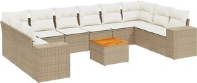 vidaXL 11 részes bézs polyrattan kerti ülőgarnitúra párnákkal