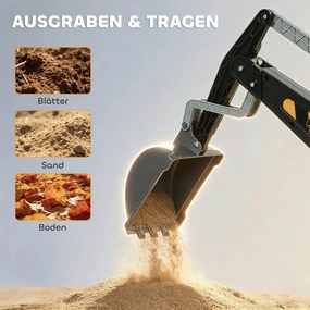AIYAPLAY Kotrógép kanállal, forgó kormánykerékkel, állítható szerkezettel, háttámlával gyermekeknek, sárga