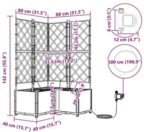 Kerti ültetők Világosszürke 80 x 80 x 142 cm Acél
