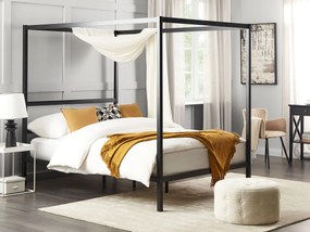 Fekete fém baldachinos franciaágy 140 x 200 cm LESTARDS Beliani