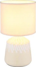 Globo 21733CU Asztali lámpa, kerámia bézs színű, textil bézs színű, kábel PVC fehér, billenőkapcsoló a kábelen, ø: 175mm, M: 315mm, kábel hossza 1300mm, 1x E14 40W 230V izzó nélkül