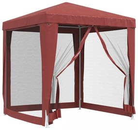 piros HDPE rendezvénysátor 4 hálós oldalfallal 2 x 2 m