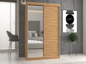 Aldabra IGA 120 A/B tolóajtós gardróbszekrény 120x61x200, 1 tükörrel / sima, tölgy