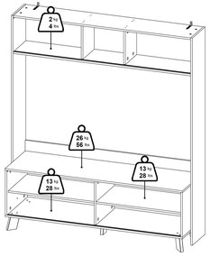 Fehér-natúr színű nappali bútor szett tölgyfa dekorral 159x181x48 cm Ikast – Tvilum